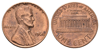 США 1 цент 1968 Линкольн KM 201 медь цинк 4682-262