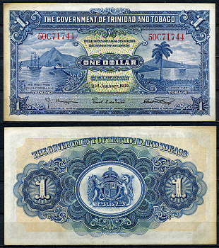 Тринидад и Тобаго 1 доллар 1939 2 января 1939 Pick 5 b бумага 00-00