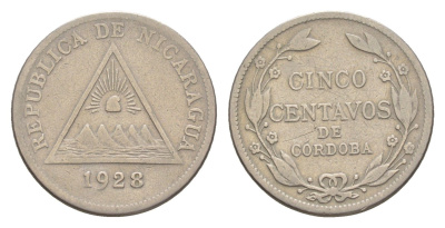 Никарагуа 5 сентаво 1928 KM 12 медно-никель 1528-1223