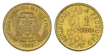 Сан-Томе и Принсипи 1 добра 1977 KM 26 латунь UNC 4679-557