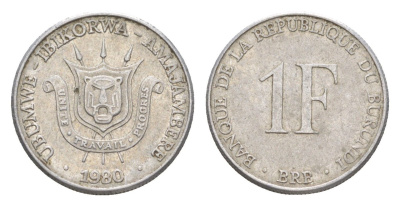 Бурунди 1 франк 1980 KM 19 алюминий 4649-434