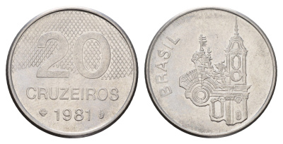 Бразилия 20 крузейро 1981 KM 593.1 нержавеющая сталь 4544-134