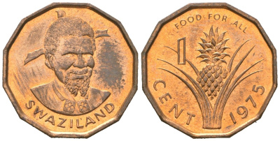 Свазиленд 1 цент 1975 FAO, продовольственная программа, Собуза II KM 7 бронза aUNC 4580-643