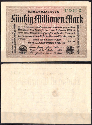Германия 50000000 марок 1923 Pick 109 c бумага 2192-33-2-2