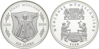 ФРГ - МЮНХЕН МЕДАЛЬ 2008 МОНЕТНЫЙ ДВОР серебро PROOF 1072-9-12