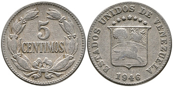 Венесуэла 5 сентимо 1946 KM 29a медно-никель 4532-258