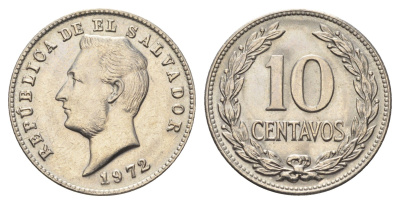 Сальвадор 10 сентаво 1972 KM 130 медно-никель UNC 4666-436