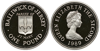 Джерси 1 фунт 1989 приход Сент-Мэри, тираж 2500 экземпляров KM 75a серебро PROOF 272-324