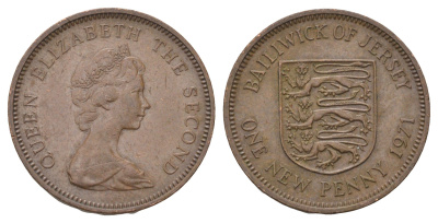 Джерси 1 новый пенни 1971 Елизавета II (1952-2022) KM 30 бронза 4682-517