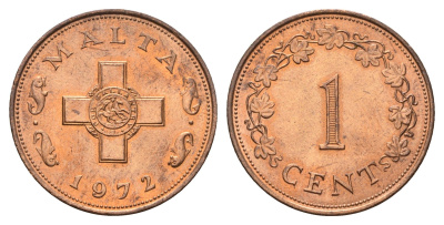 Мальта 1 цент 1972 KM 8 бронза UNC 91-712