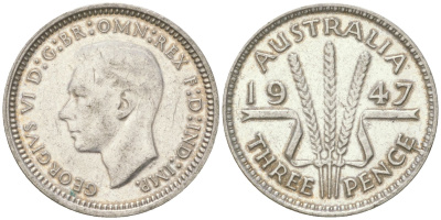Австралия 3 пенса 1947 Георг V (1936-1952) KM 37a серебро 4621-1164