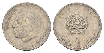 Марокко 1 дирхам 1987 Y 88 медно-никель 4703-225