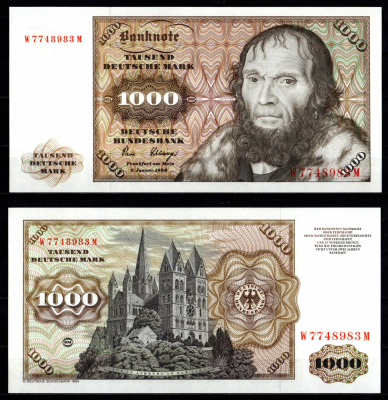 ФРГ 1000 марок 1980 Астроном Йоханнес Шенер (автор Лукас Кранах). Замок Лимбурга-на-Лане Pick 36 br бумага UNC (пресс) 451-1149-2