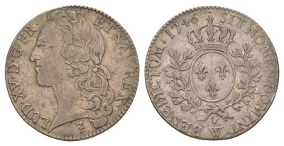 Франция 1/2 экю 1746 W, Лиль, Людовик XV Gadoury 314 серебро   00-814-01 