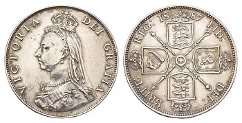 Великобритания 2 шиллинга (флорин) 1887 Виктория (1837-1901) KM 762, Spink 3925 серебро 413-3212