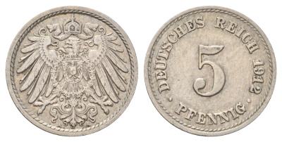 Германия 5 пфеннигов 1912 A KM 11, J. 12 медно-никель 4701-1049