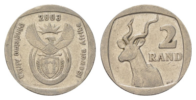 ЮАР 2 ранда 2003 KM 335 медь плакированная никелем 4626-1244