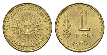 Аргентина 1 песо 1975 KM 69 алюминиевая бронза 4571-152