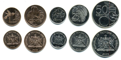 Тринидад и Тобаго лот из 5 монет 2003-2005 1, 5, 10, 25, 50 центов UNC M77-07