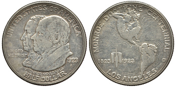 США 1/2 доллара (50 центов) 1923 100 лет доктрине Монро, Лос-Анжелес KM 153 серебро 3896-1315