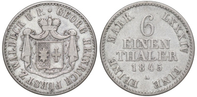 Вальдек 1/6 талера 1845 A, Георг II (1813-1845) KM 150 серебро    1531-1323