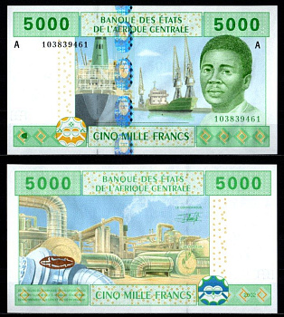 Габон 5000 франков 2002 Pick 409 Aa бумага UNC (пресс) 451-1121-2