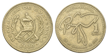 Гватемала 1 кетсаль 2000 KM 284 никель латунь 4663-827