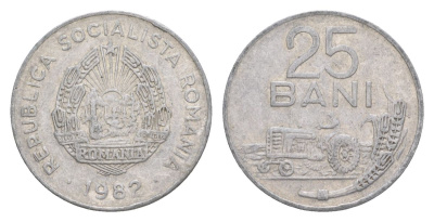 Румыния 25 бань (бани) 1982 KM 94a алюминий 4632-546