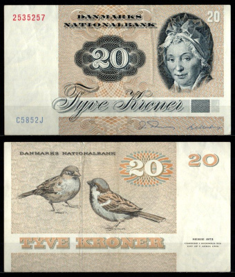 Дания 20 крон 1985 Pick 49 бумага 2198-14-1-1