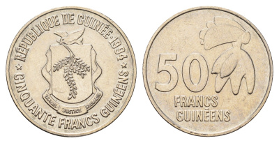Гвинея 50 франков 1994 год-тип KM 63 медно-никель UNC 4675-1014