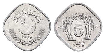 Пакистан 5 пайс 1989 KM 52 алюминий UNC 27-1232