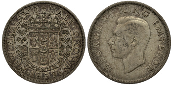 Новая Зеландия 1/2 кроны 1937 Георг VI (1936-1952) KM 11 серебро 272-1012
