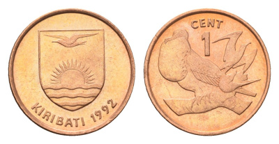 Кирибати 1 цент 1992 KM 1 бронза UNC 4630-1169