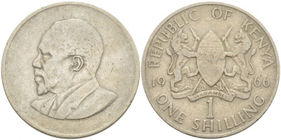 Кения 1 шиллинг 1966 Джомо Кениата KM 5 медно-никель 213-811