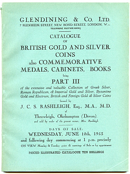 Англия аукционный каталог "Glendining & Co. British Gold and silver coins. Part III. London" 1953    бумага   00-01-19-12