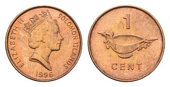 Соломоновы Острова 1 цент 1996 KM 24 сталь плакированная бронзой UNC 4618-116