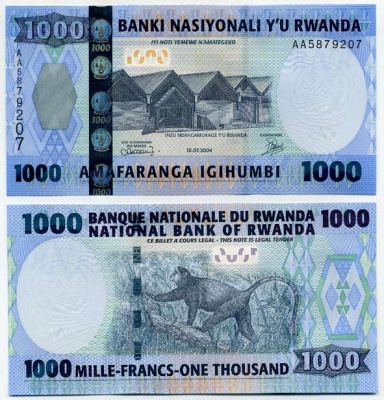 Руанда 1000 франков 2004 национальный музей, обезьяна Pick 31 бумага UNC (пресс) 448-113-1