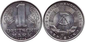 ГДР 1 МАРКА 1963 А KM 13 алюминий UNC 1523-124