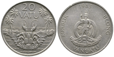 Вануату 20 вату 1983 серия FAO, краб КМ 7 медно-никель 4384-1034