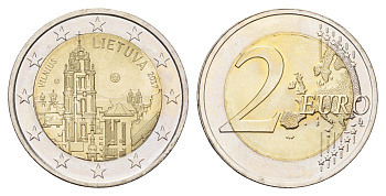 Литва 2 евро 2017 Вильнюс KM 228 биметалл UNC 4670-513