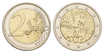 Германия 2 евро 2019 G, 30 лет падению Берлинской стены KM 429 биметалл UNC 71-1127