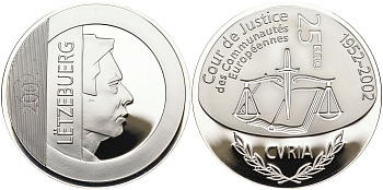 Люксембург 25 евро 2002 Европейский суд по правам человека KM 83 серебро  PROOF 01-164-14