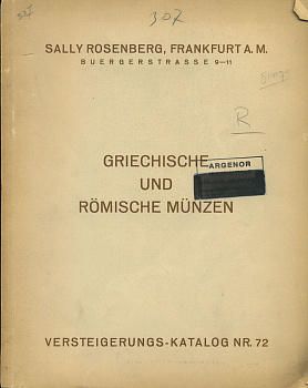 САЛЛИ РОЗЕНБЕРГ АУКЦИОННЫЙ КАТАЛОГ ГРЕЧЕСКИЕ И РИМСКИЕ МОНЕТЫ 11 ИЮЛЯ 1932 1932 SALLY ROSENBERG, GRIECHISCHE UND ROMISCHE MUNZEN, 80 СТРАНИЦ + 28 ТАБЛИЦ С ИЗОБРАЖЕНИЯМИ 00-01-06-14