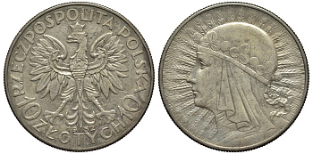 Польша 10 злотых 1932 королева Ядвига, монетный двор Лондон KM 22 серебро    1530-812