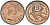 Кипр Британский 3 миля 1955 Елизавета II (1952-2022), рыба KM 33 бронза 4594-314