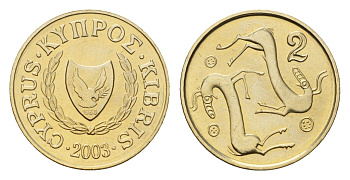 Кипр 2 цента 2003 KM 54.3 никель латунь UNC 4158-466