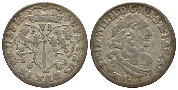 Бранденбург-Пруссия 6 грошей 1681 HS KM 429 серебро 1522-833