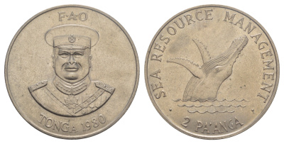 Тонга 2 паанга 1980 ФАО - Управление морскими ресурсами KM 63 медно-никель BU 1066-10-33