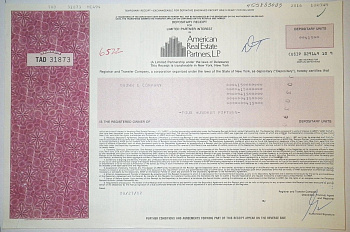 США, American Real Estate Partners (AREP), L.P. 415 акций 1987 бумага 8805-63-1