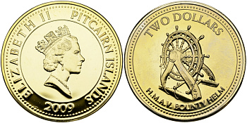 ОСТРОВ ПИТКЕРН 2 ДОЛЛАРА 2009 KM NEW UNC 00-00